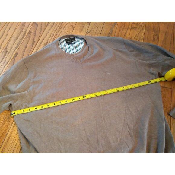 FYNCH-HATTON SUPERFINE COTTON Men's 3XL V Neck Brown Sweater Jumper - Picture 11 of 12